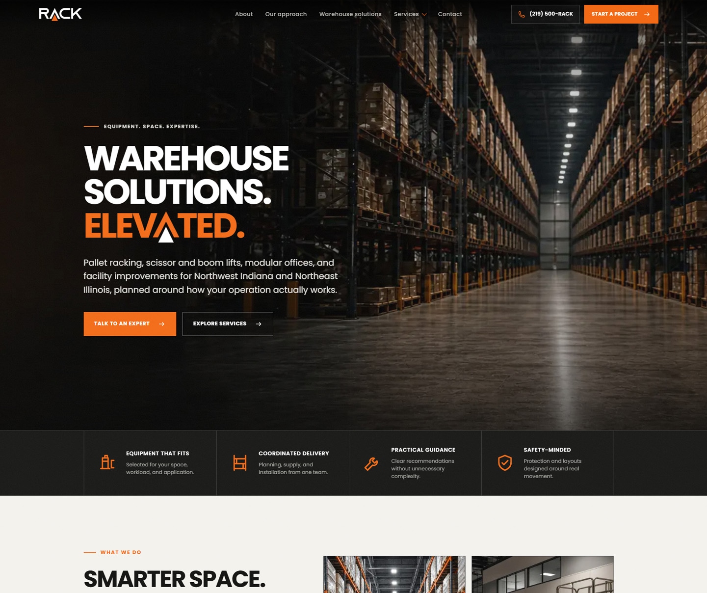 Rack and Solutions website designed by Whole Vibe Creative.