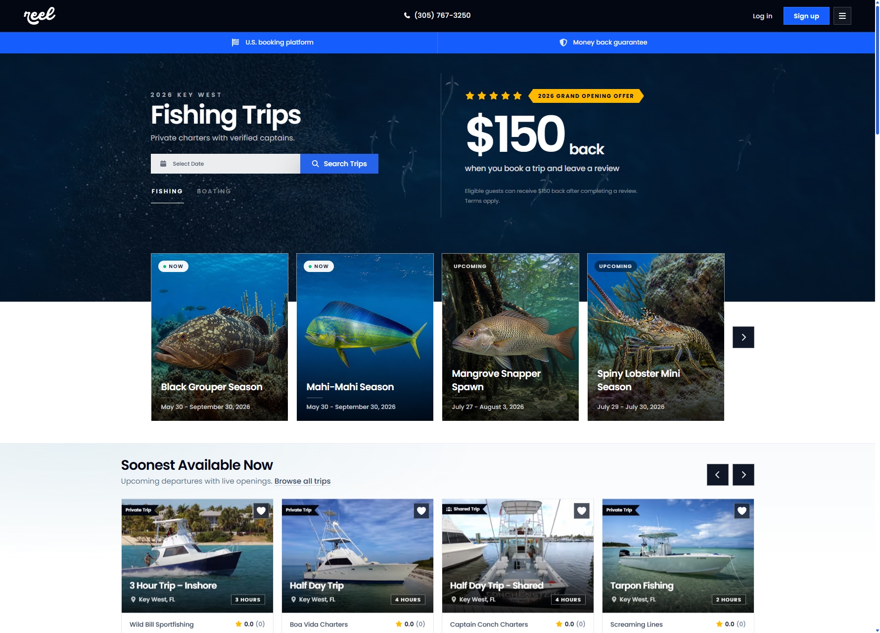 Reel Adventure Booking marketplace website designed by Whole Vibe Creative.