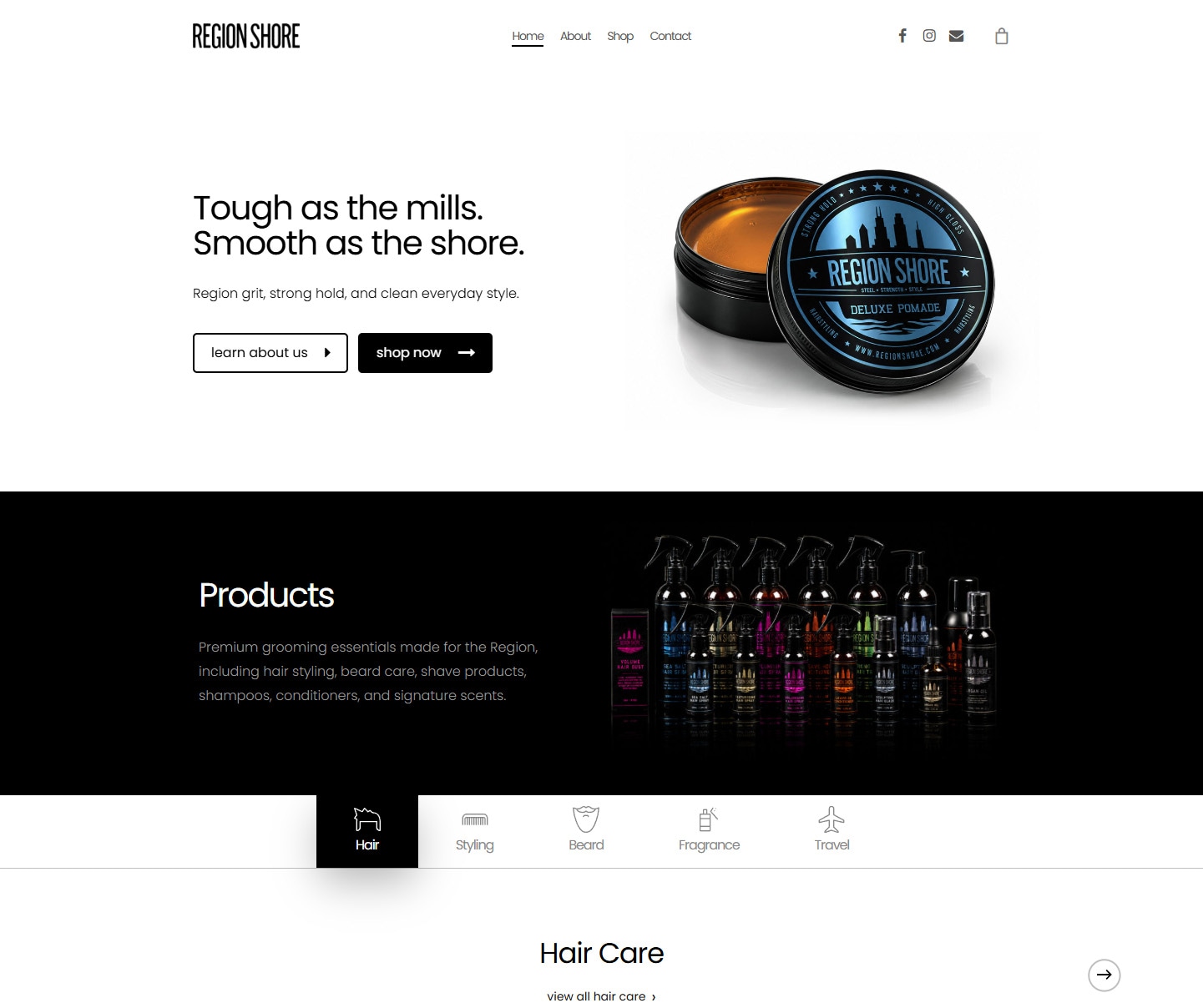 Region Shore ecommerce website designed by Whole Vibe Creative.